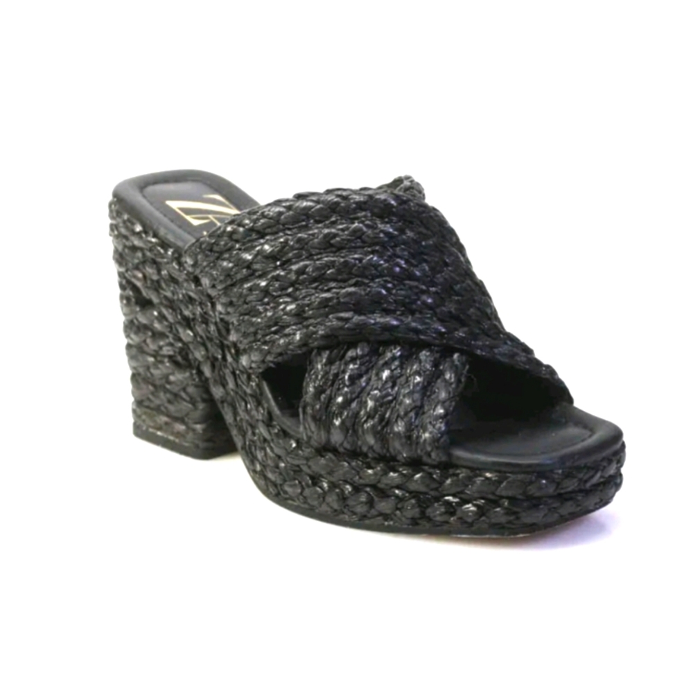 ZARA Black Raffia Sandals
